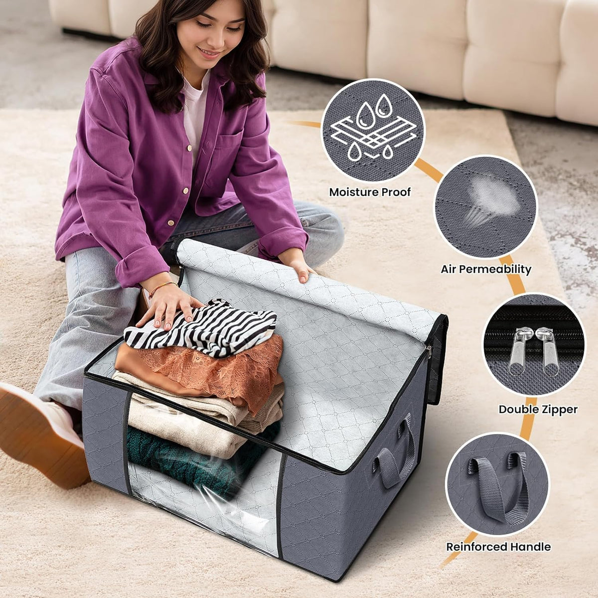 Fab totes Storage Bags for Clothes Blanket Storage Bins with Lids