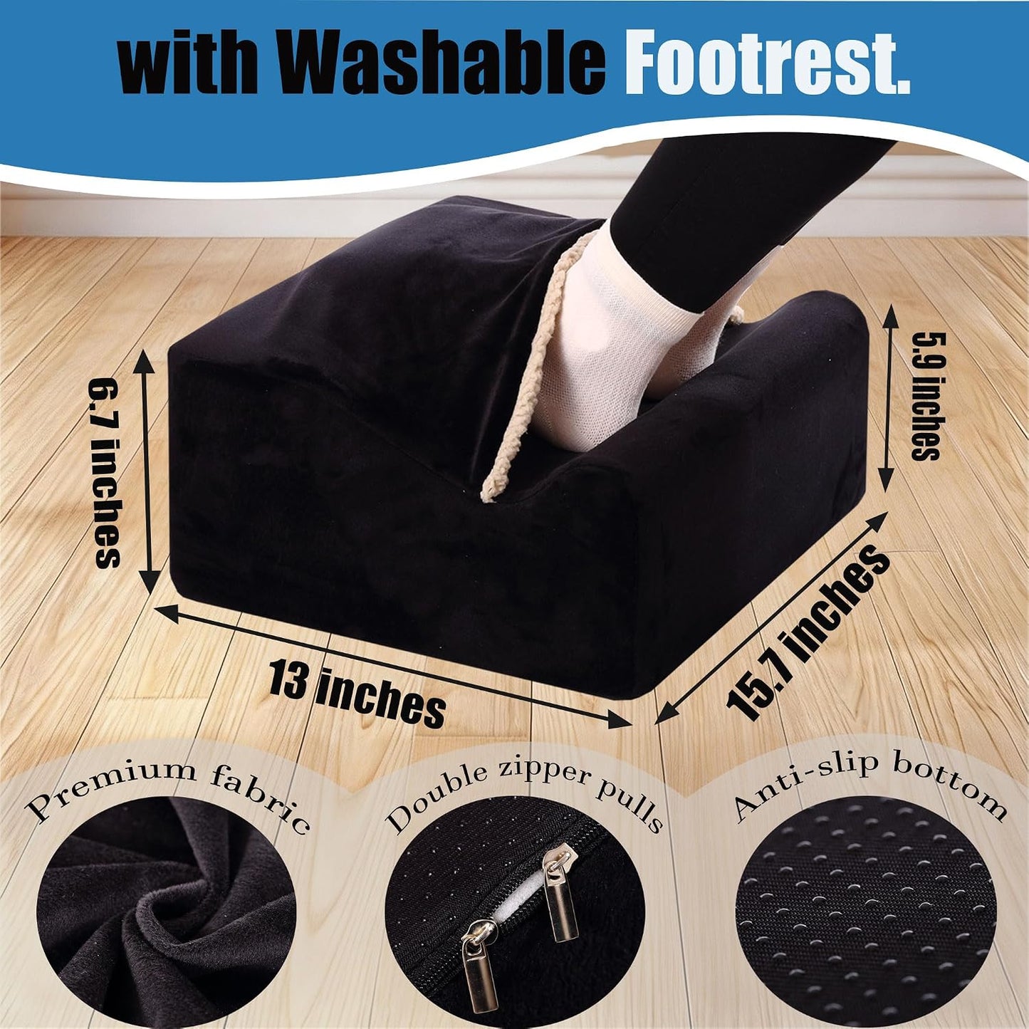 Work Foot Rest Under Desk,Comfort Foot Rest for Couch | Foot Rest For Under Desk at Work,At Soft Ergonomic Footrest,Support Foot Pillow,Heel Chair,Leg Elevation Pillow blue