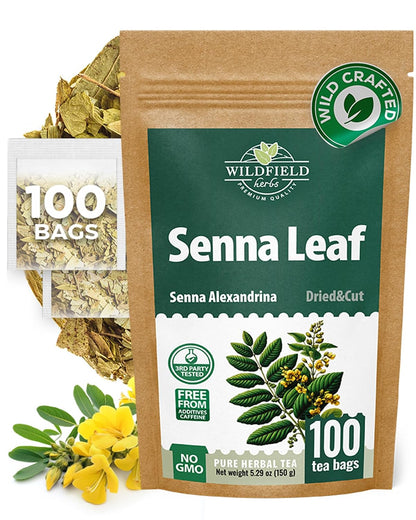 100 Bags Senna Leaf Senna Leaves Tea Herbal Tea (Senna Alexandrina) - 100 Count 1.5g Bags Hoja De Sen Hojas De Sen Para Te