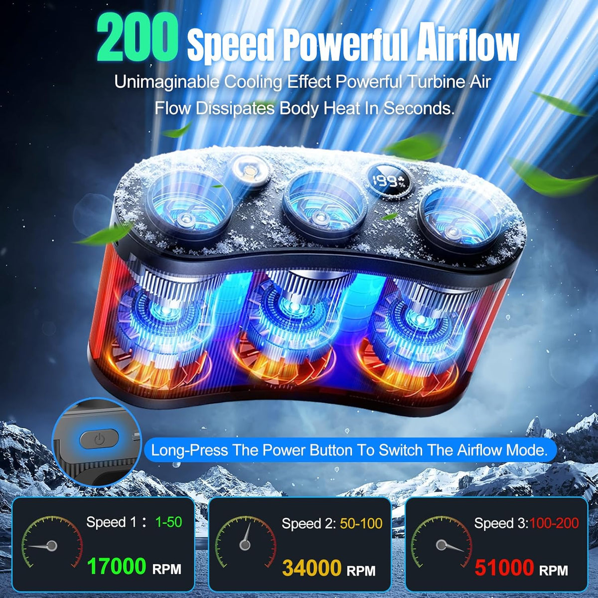 2026 Portable Waist Fan , 25000MAh Belt Fan , 199 Speeds waist fan clip on