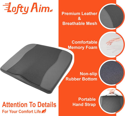 Lofty Aim Car Seat Cushion, Comfort Memory Foam Car Cushions for Driving - Sciatica & Lower Back Pain Relief, Driver Seat Pillow for Auto, Office Chair, Wheelchair - Black