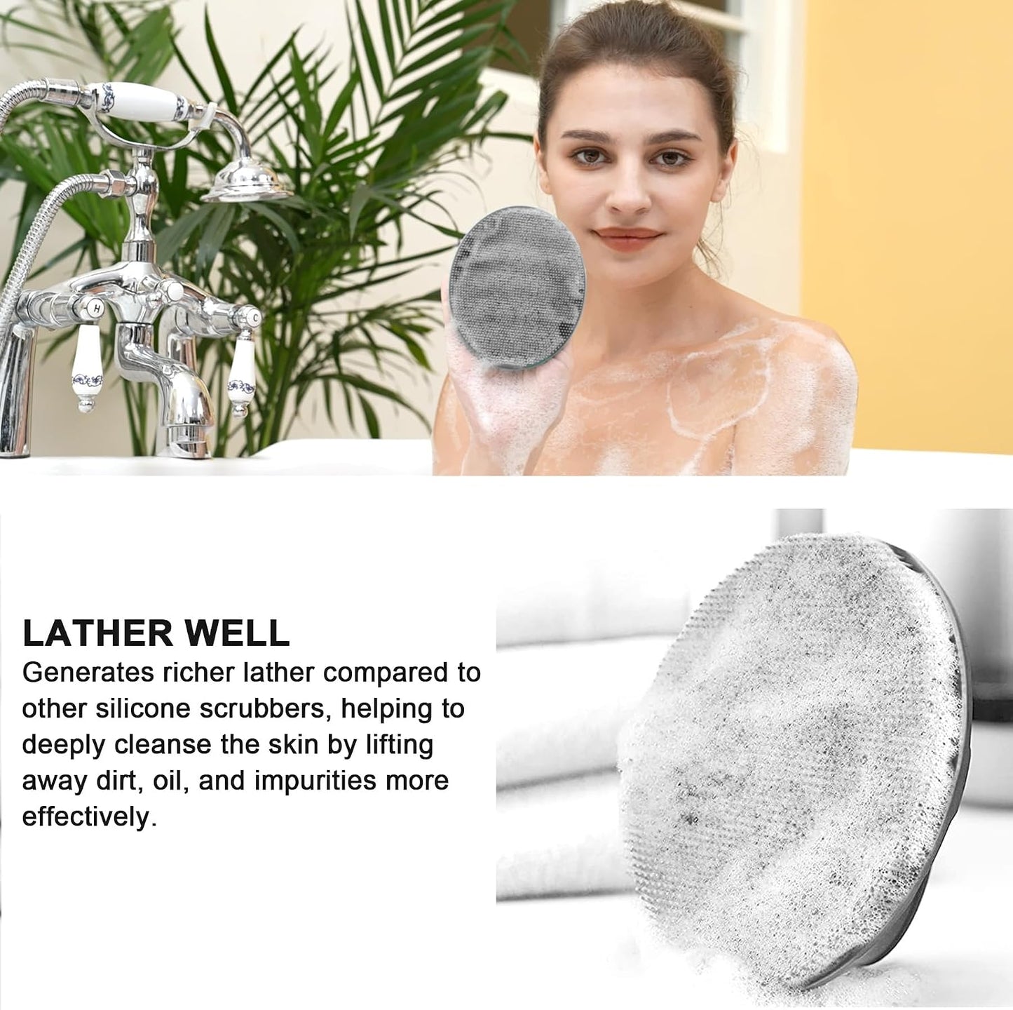INNERNEED Soft Silicone Body Cleansing Brush Shower Scrubber, Gentle Exfoliating and Massage for All Kinds of Skin (Dark Green)