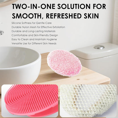 INNERNEED Food-Grade Soft Silicone Body Scrubber Shower Brush Handheld Cleansing Skin Brush, Gentle Exfoliating and Lather Well (Dark Green)