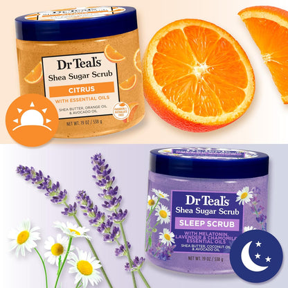 Dr Teal's Shea Sugar Sleep Scrub, with Melatonin, Lavender, & Essential Oils, 19oz (Pack of 3)