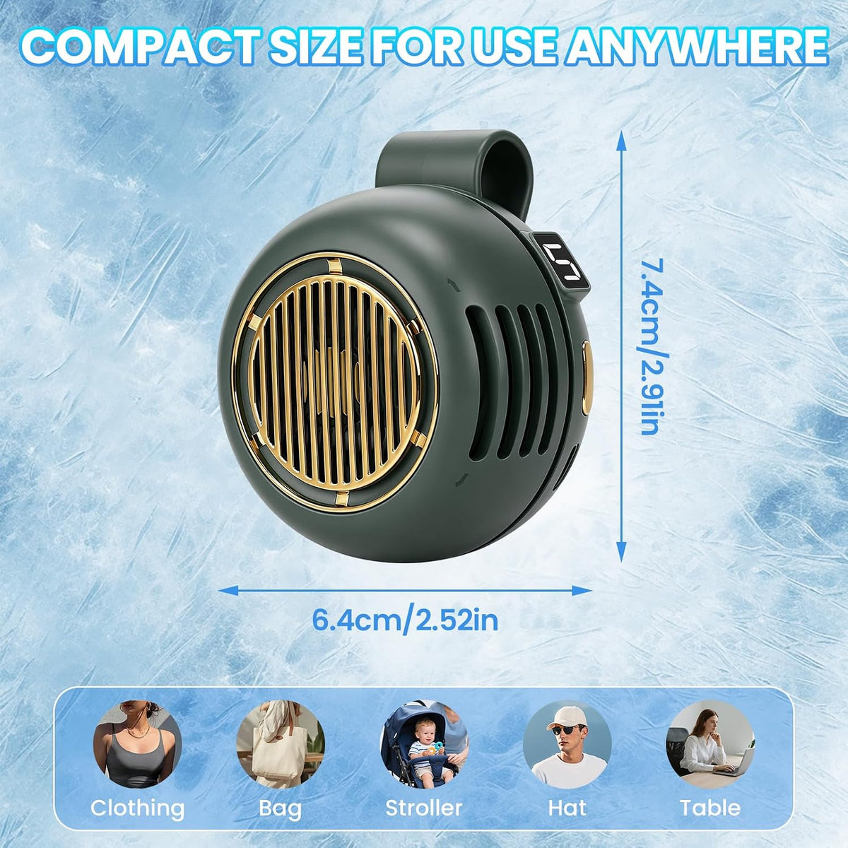Portable Silent Mini Bladeless Fan Clip On, Adjustable 5 Speeds 360° Rotatable Clip on Fan for Shirt & Waist, USB Rechargeable Small Whirlwind Fans, For Outdoor & Travel & Office (White)
