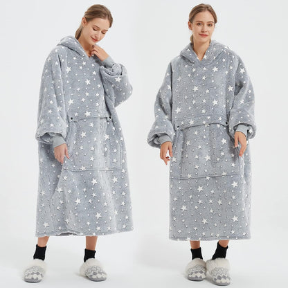 KFUBUO Wearable Blanket Hoodie for Adults Sherpa All Patterns Cat Oversized Sweatshirt Blanket with Pockets for Women