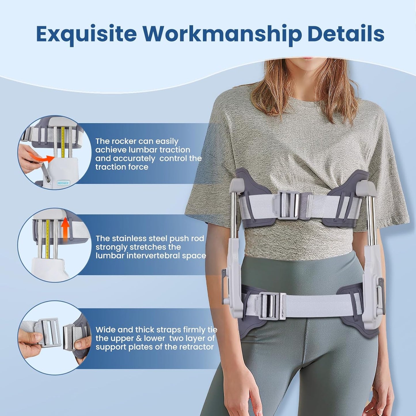Manual Lumbar Traction Device for Lower Back Pain Relief, Wearable Spinal Decompression System for Herniated Disc, Sciatica & Home Therapy