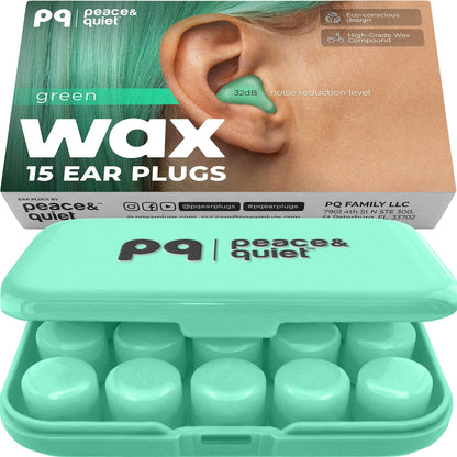 Peace&Quiet | PQ Wax Ear Plugs for Sleeping, Swimming - Soft Noise Cancelling Silicone Gel Wax Earplugs for Sleep and Swimmers, Sound Blocking Level of 32 Db, Color: Blue
