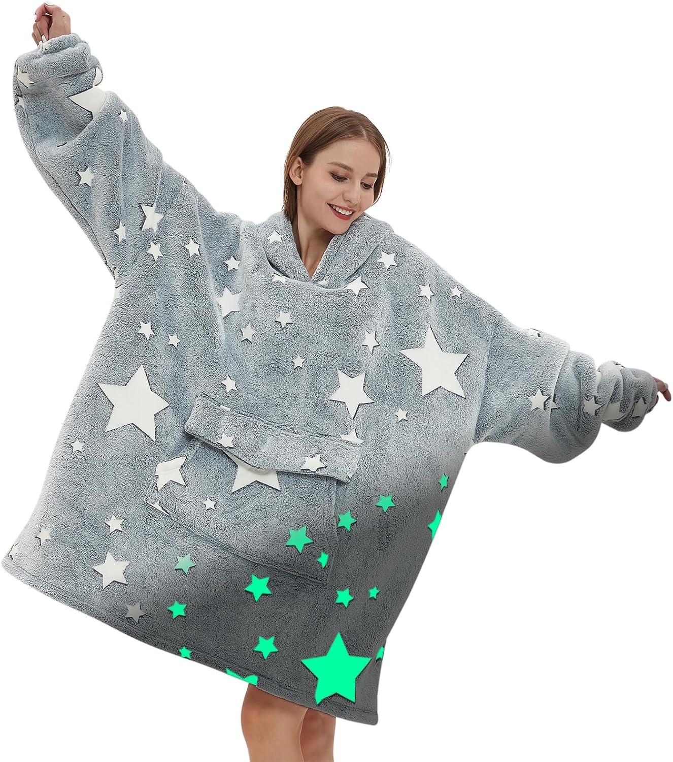 Fiosnow Sun and Moon Blanket Hoodies for Women and Men Adult Oversize Wearable Blanket Hoodies for Soft and Warm