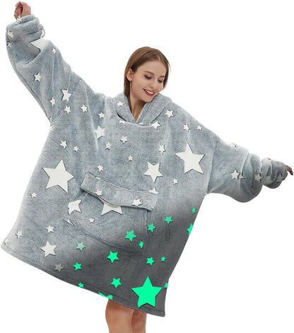 Fiosnow Sun and Moon Blanket Hoodies for Women and Men Adult Oversize Wearable Blanket Hoodies for Soft and Warm
