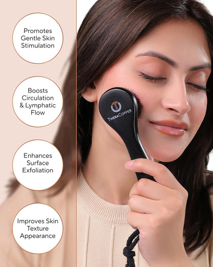 TheraCopper Copper Dry Brushing Body Brush for Lymphatic Drainage