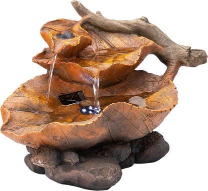 Alpine Corporatio 14" Tall Stoned Jar Cascading Water Fountain with LED Lights, Elegant Tabletop Water Feature for Home, Office, Living Room, and Bedroom Decor, Gray