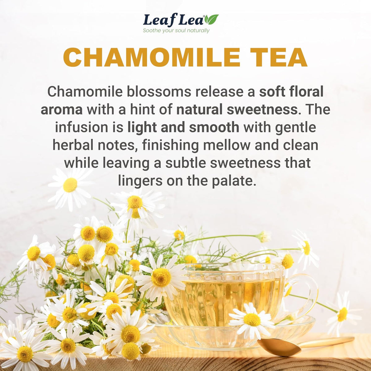 LeafLea Chamomile Herbal Tea Bags, Calm Evening Routine, 80 Count