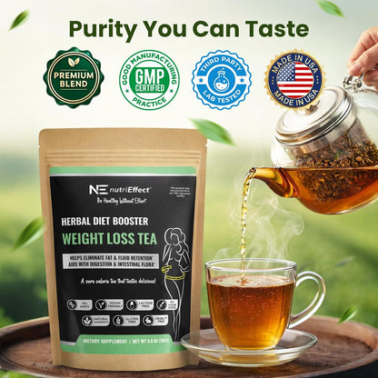 NutriEffect 7-Herb Herbal Tea Blend – Up to 100 Cups | 250g (8.8 oz) Loose Leaf Tea – Rooibos, Yerba Mate & Nettle Blend – Smooth & Naturally Refreshing