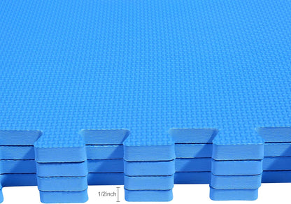 BalanceFrom Puzzle Exercise Mat 1/2" Thick, EVA Interlocking Foam Floor | Tiles for Home Gym, Mat for Home Workout Equipment, Floor Padding for Kids, Black, 24 in x 24 in x 1/2 in, 144 Sq Ft-36 Tiles