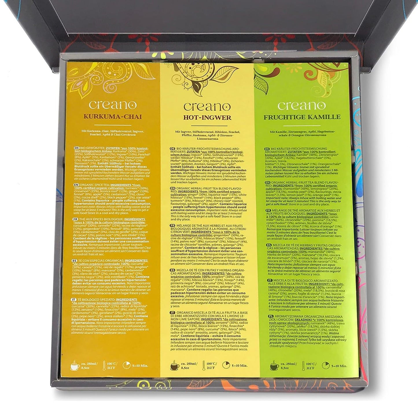 Creano Organic Herbal Tea Sampler Gift Set - Tea Gift Box - 27 Organic Tea Bags in 9 Different Varieties 54 g