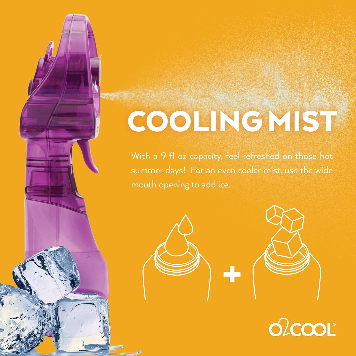 O2COOL Deluxe Handheld Misting Fan Battery Powered Green