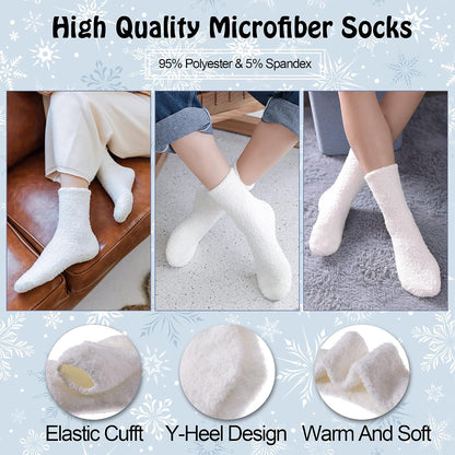 LANLEO 5/6 Pairs Womens Super Soft Fuzzy Plush Warm Winter Home Sleeping Slipper Socks