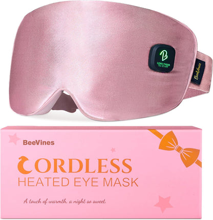 BeeVines Cordless Heated Eye Mask for Dry Eyes, Washable Heat Eye Masks for Blepharitis, Warm Eye Compress for Men & Women, 1500mAh Rechargeable Eye Warmer with Travel Pouch(Blue)