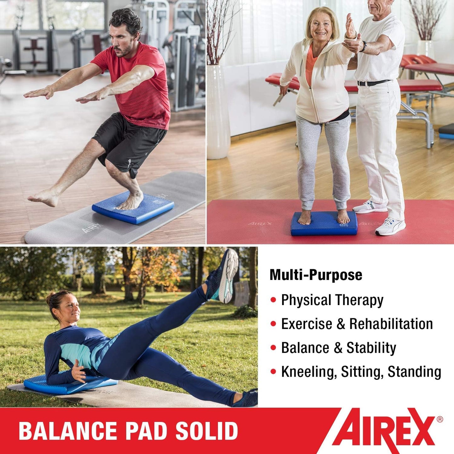 AIREX Balance Pad – Stability Trainer for Balance, Stretching, Physical Therapy, Exercise, Mobility, Rehabilitation and Core Training Non-Slip Closed Cell Foam Premium Balance Pad