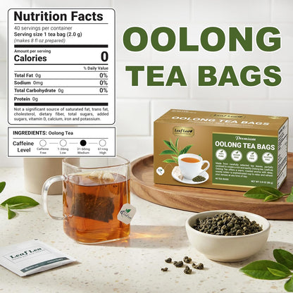 LeafLea Oolong Tea Bags, Post-Meal Comfort & Daily Ease, 80 Count