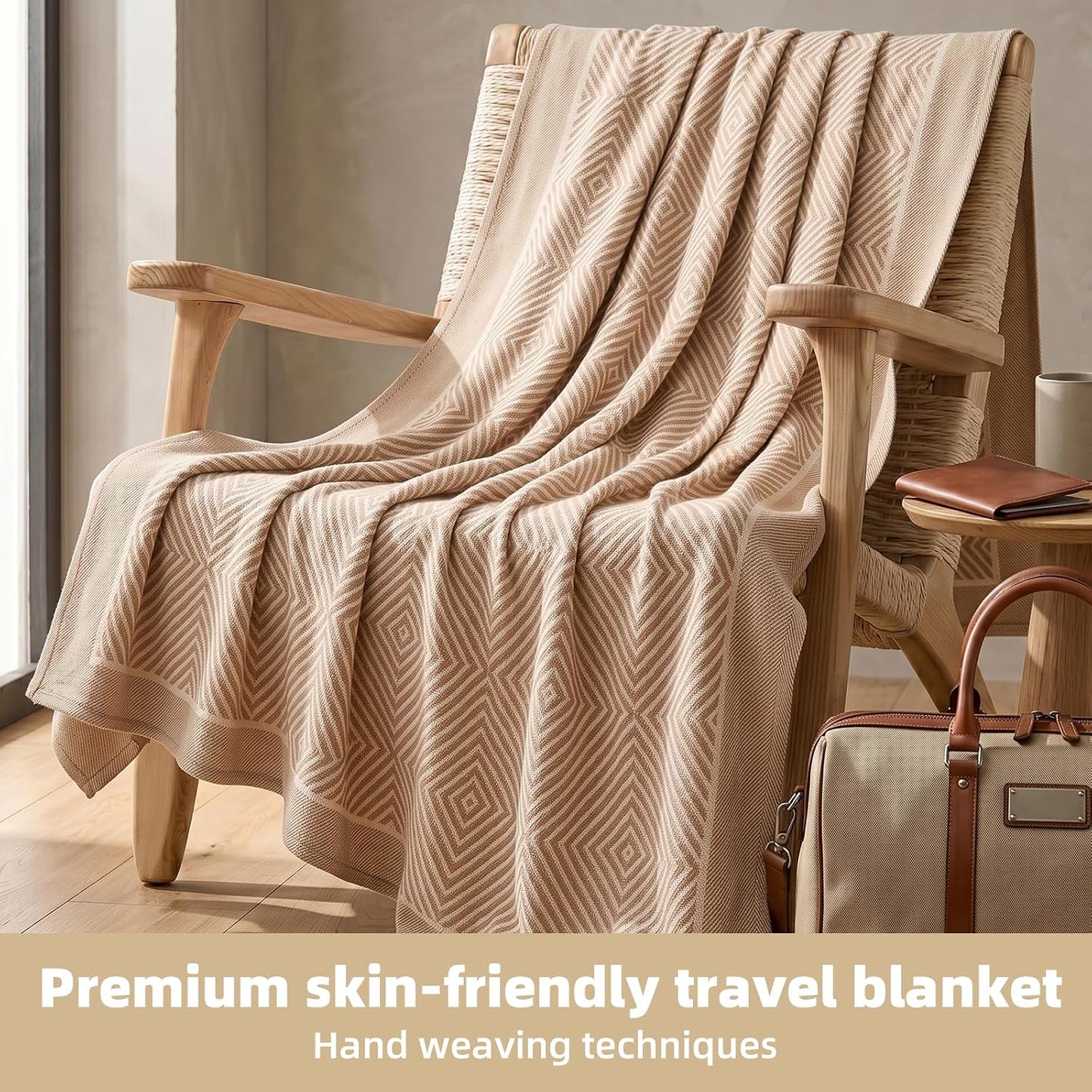 Travel Blanket Airplane - Ultra Soft & Lightweight Knit Design