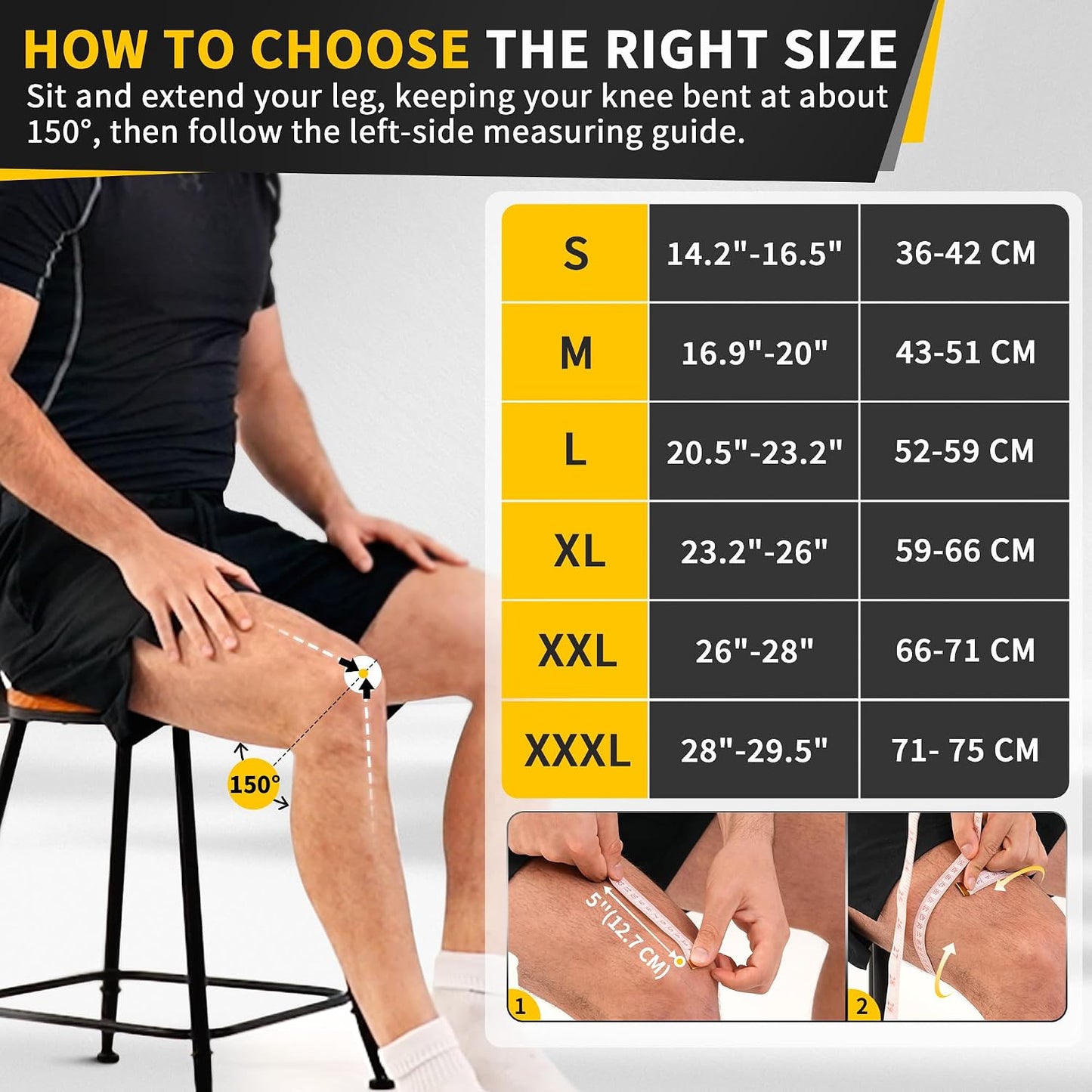 CAMBIVO 2 Pack Knee Braces for Women & Men, Knee Compression Sleeves for Knee Pain Relief, Knee Support with Non-Slip Silicone, Breathable, for Running, Workout, Weightlifting & Daily Use, Arthritis Support (Black, Medium)