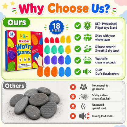 Fidget Toys Sensory Stone for Kids: 6 Pack Textured Soft Worry Stone for Autism Kids Calming - Fidget Stress Toys for Students Stress Relief - Small Prizes Fidget Toys
