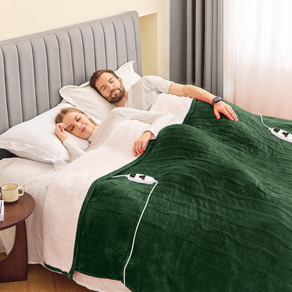 greenoak Heated Blanket Electric Throw 50"X60", Heating Blanket with 10 Heat Levels 1/2/4/6/8 Hours Auto-Off,Fleece Soft Sherpa Blanket,Gifts for Grandma Mom Seniors, Misty Grey