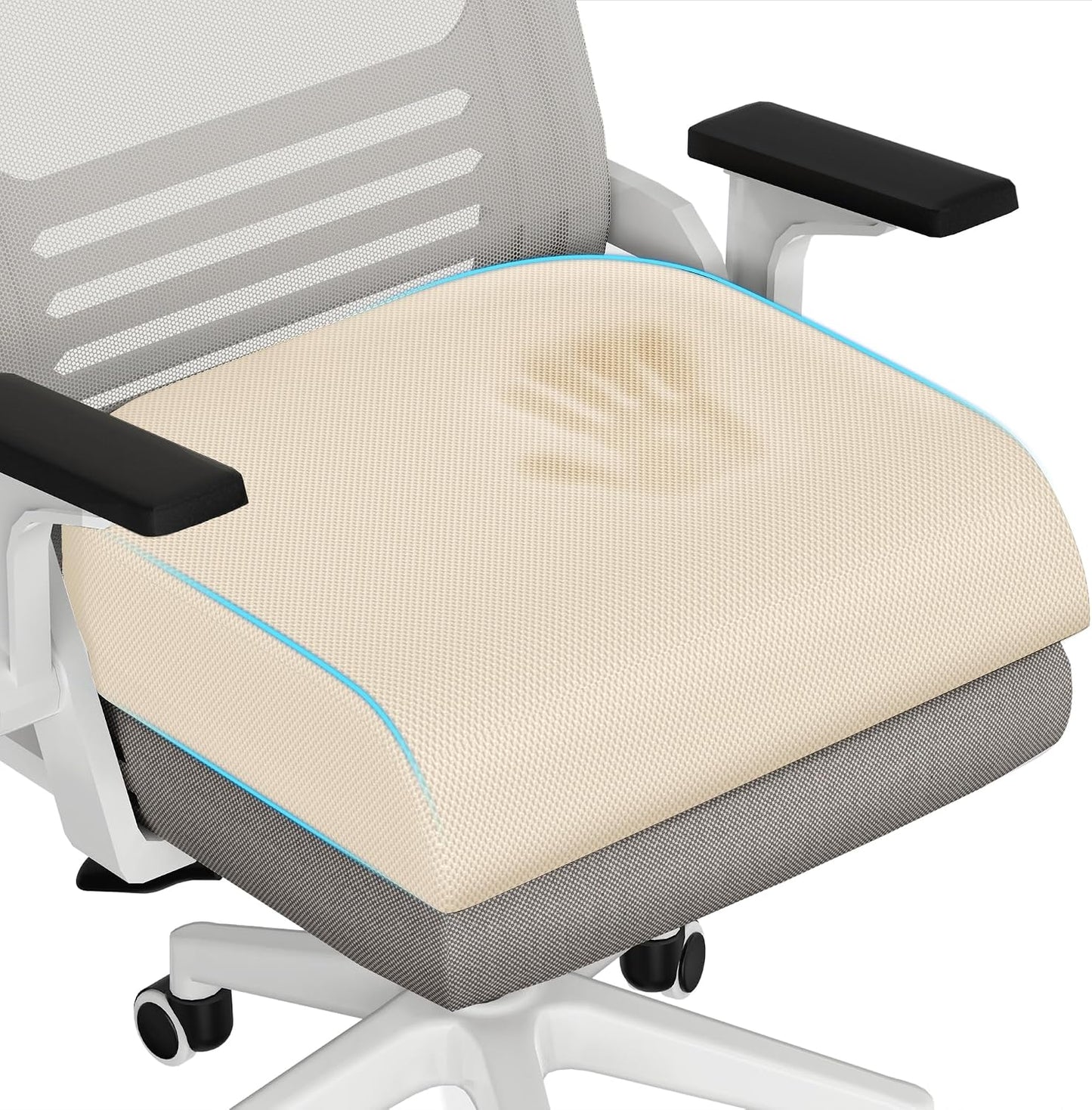 TranquilRelax Large Seat Cushion, Memory Foam Cushion for Long Sitting Hours on Office Chair, Car Seat, Non-Slip Chair Pad for Sciatica, Coccyx, Tailbone Pain Relief & Post-Surgery Recovery (Black)