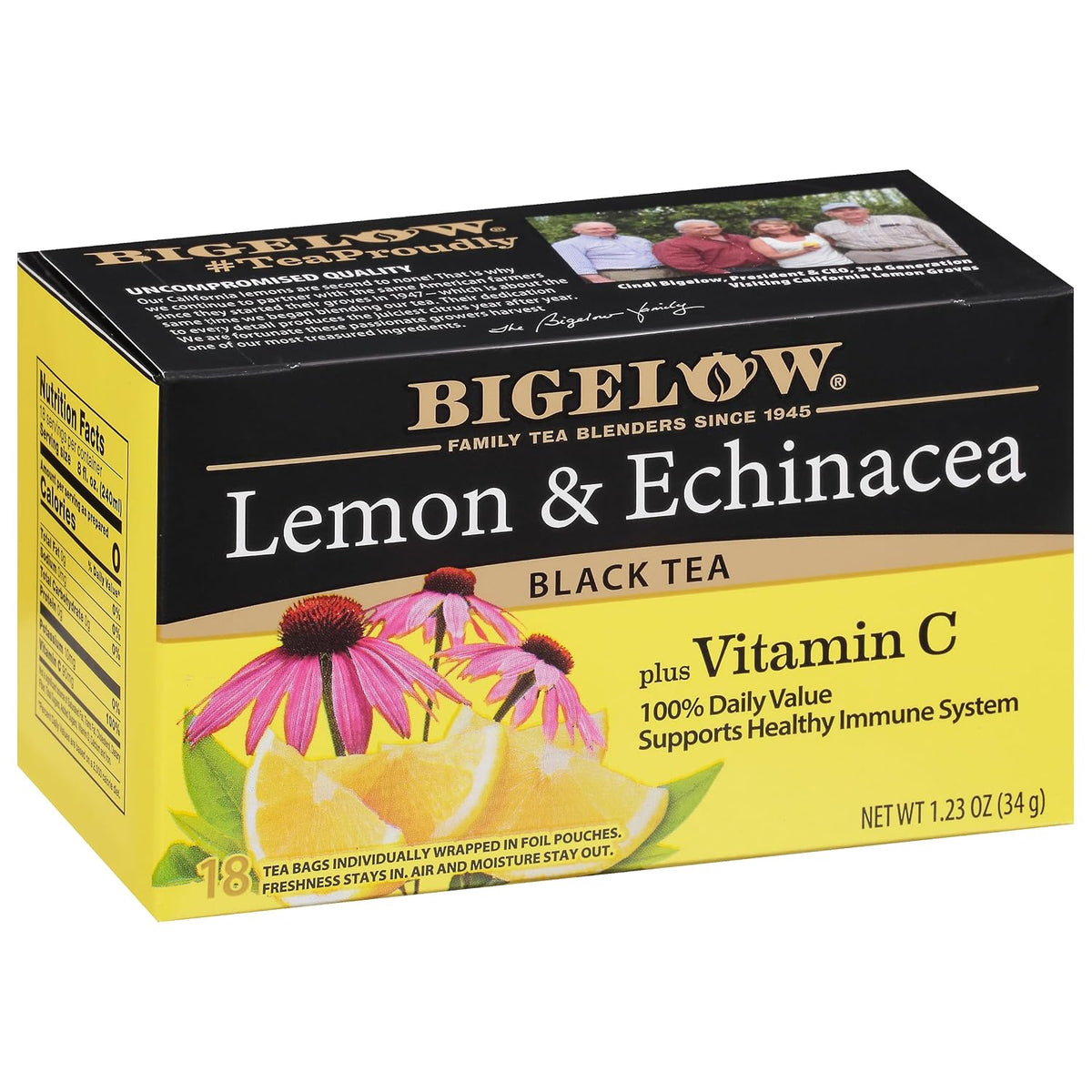 Bigelow Tea Lemon and Echinacea Plus Vitamin C, 18 Count (Pack of 6)