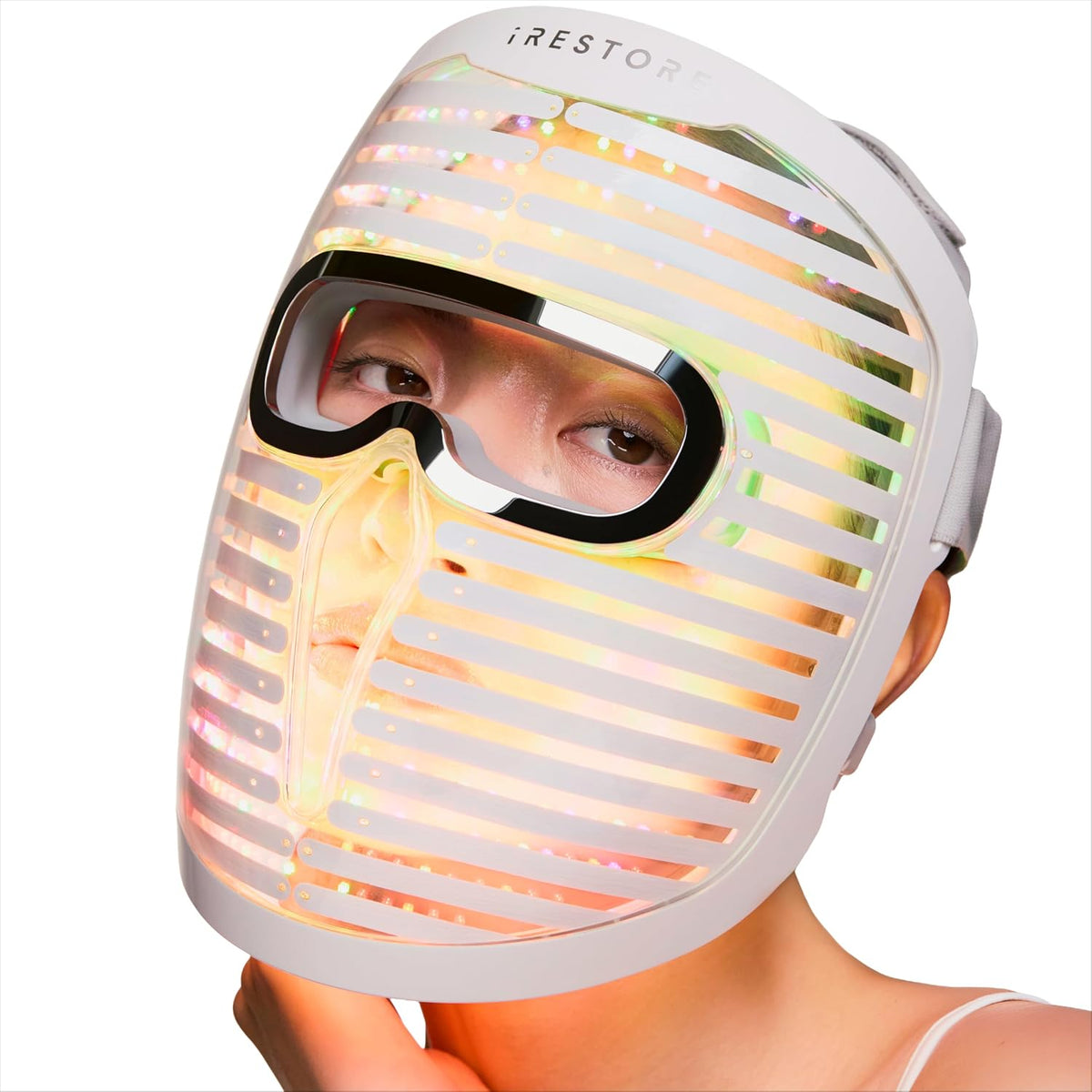 iRestore LED Face Mask for Youthful Skin, Red Light Therapy for Face, Red, Blue & Infrared Therapy for Wrinkles, Fine Lines, Dark Spots with 360 LEDs, Skincare Device for Women & Men