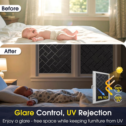 Coavas One Way Privacy Window Film, Heat Control Window Tint for Home, Sun Blocking Reflective Window Film See Out Not in, Anti UV Static Cling for Windows Office Door (Black, 17.5 Inch X 6.5 Feet)