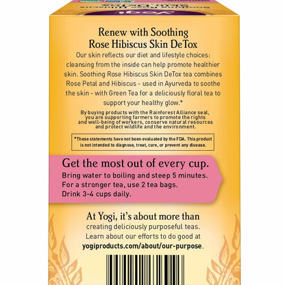 Yogi Soothing Rose Hibiscus Skin DeTox Tea, 16 Tea Bags (4 Pack)