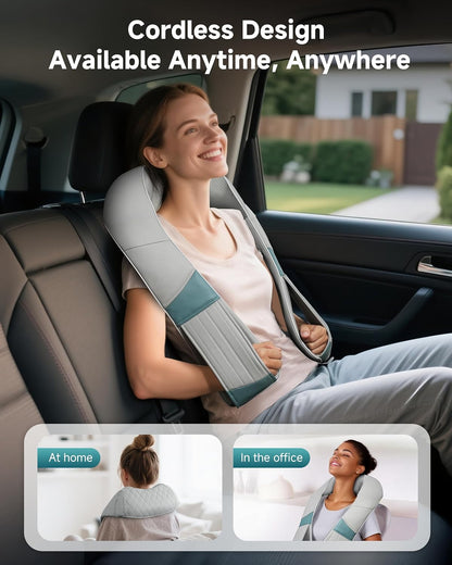 Snailax Cordless Massager - Shiatsu Neck and Shoulder Massager with Heat, FSA Eligible, Portable, Lumbar, Back Electric Massage Pillow, Gift for Woman, Mom, Dad
