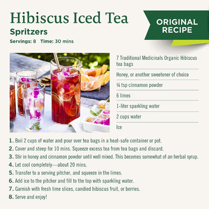 Traditional Medicinals - Organic Hibiscus Herbal Tea (6 Pack) - Supports Heart Health - 96 Tea Bags Total