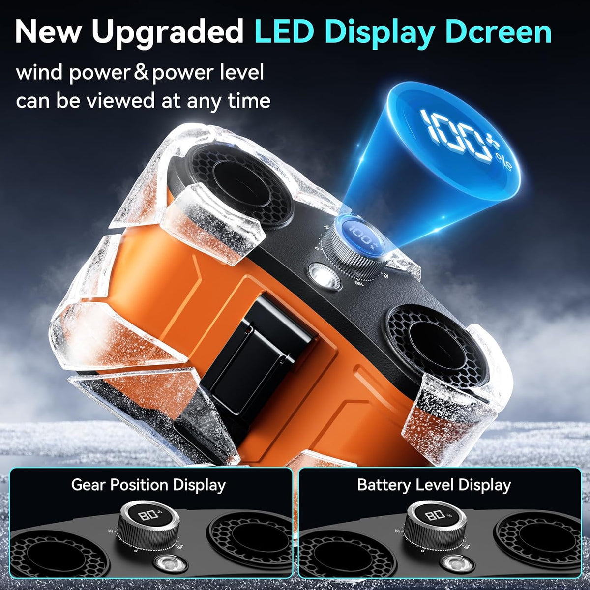 12000MAh Portable Waist Fan, 100 Speeds 17000RPM Strong Airflow, Belt Fan with up to 45H of Working Time, Flashlight Hands-Free Hanging Neck Fans,Rechargeable Wearable Personal Fans for Outdoor