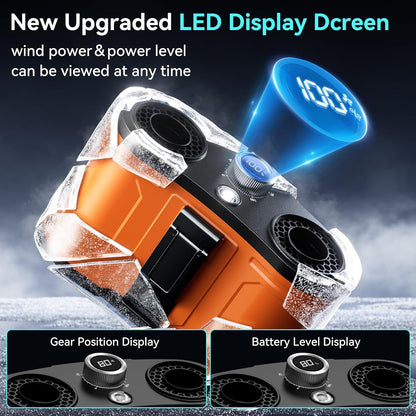 12000MAh Portable Waist Fan, 100 Speeds 17000RPM Strong Airflow, Belt Fan with up to 45H of Working Time, Flashlight Hands-Free Hanging Neck Fans,Rechargeable Wearable Personal Fans for Outdoor