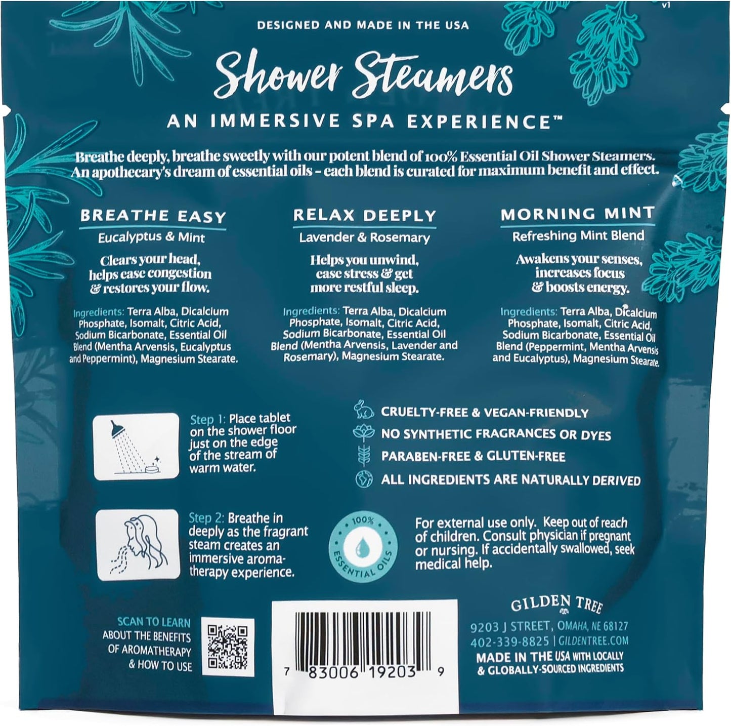 Shower Steamers Aromatherapy Made in USA Lavender & Rosemary 100% Essential Oils Stress Relief, Birthday Gifts for Women Men Teens Adults (Relax Deeply)