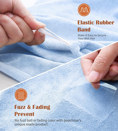 POPCHOSE Microfiber Hair Towel Wrap, 3 Pack Fast Drying Hair Turban, Stocking Stuffers for Women, Soft Ultra Absorbent, No Frizz Hair Wrap Towels for Women Wet Hair, Curly, Longer, Thicker Hair