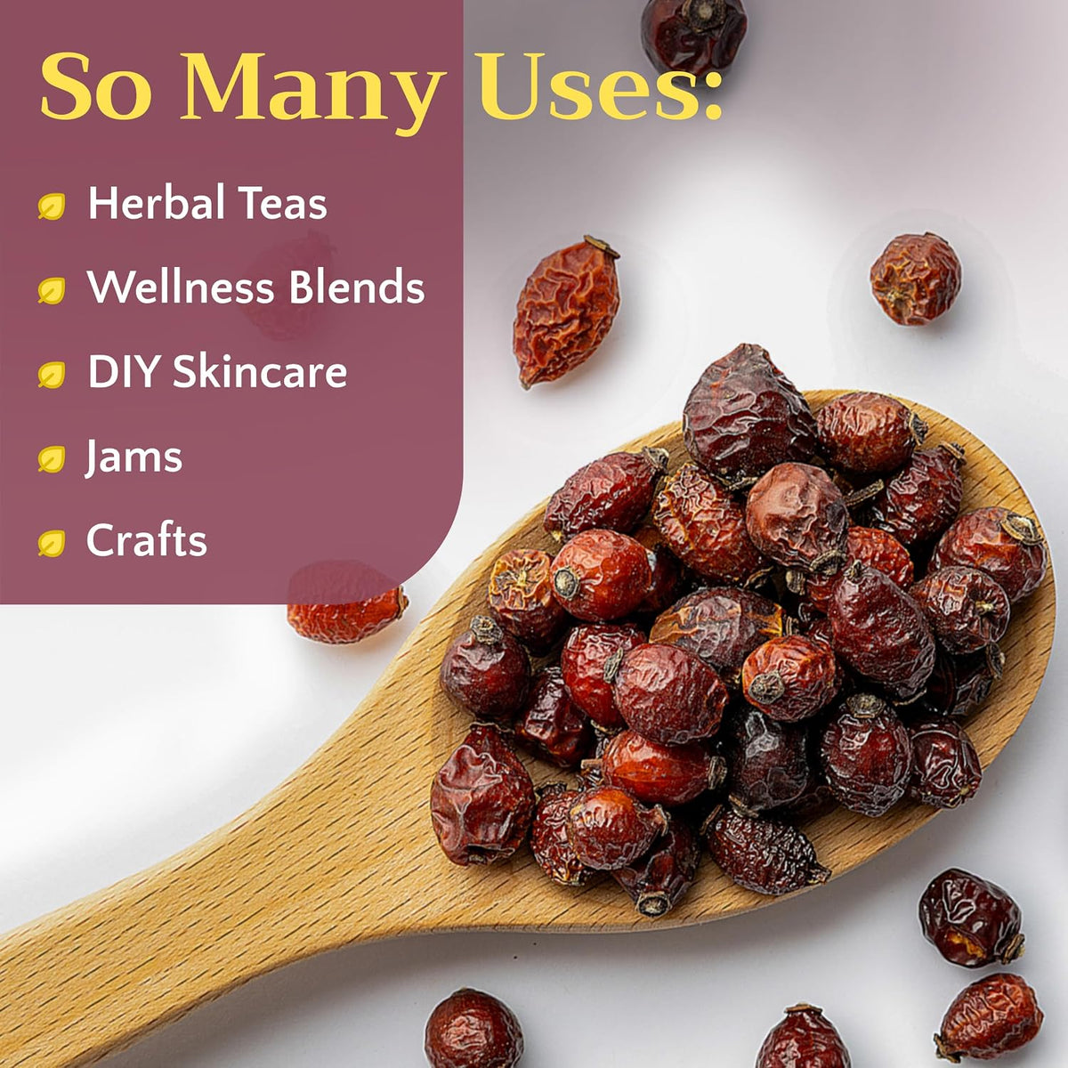 Dried Whole Rose Hips Tea - Natural RoseHip Fruit Herbal Tea Loose, 2 oz