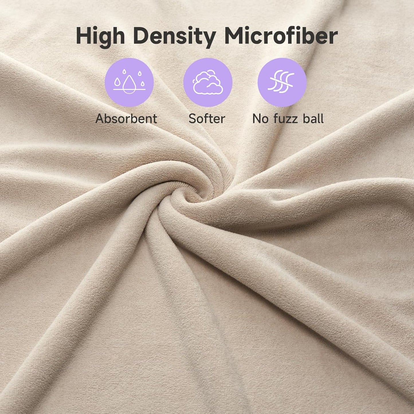 Umisleep 100% Microfiber Hair Towel, 41" x 22" Super Absorbent Towel Wrap with Elastic Loop, Large Curly Hair Towel for Women Long, Thick Hair, Camel