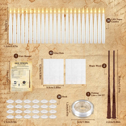 24 Pcs LED Flameless Candles with Remote, 3D Flickering Flame & LED String Lights, Acrylic Clear Cylinder, Timer Function, Romantic Ambience for Home Decor, Party, Wedding (Ivory).