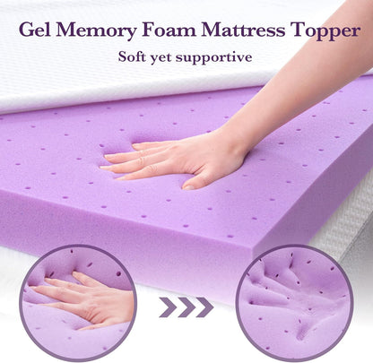 SINWEEK 2 Inch Gel Memory Foam Mattress Topper Ventilated Soft Pressure Relieve Mattress Pad, Breathable Bed Topper, CertiPUR-US Certified, Twin Size