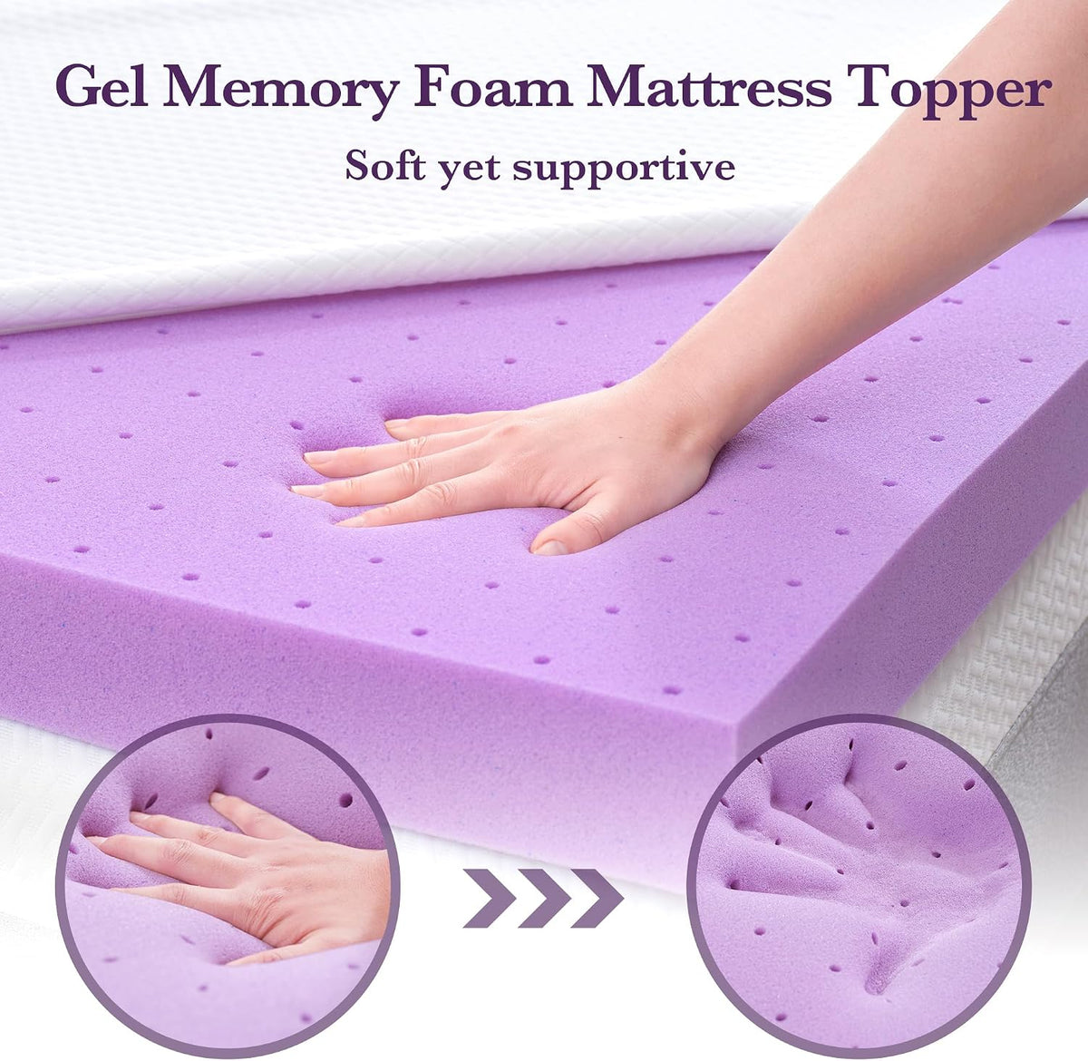 SINWEEK 2 Inch Gel Memory Foam Mattress Topper Ventilated Soft Pressure Relieve Mattress Pad, Breathable Bed Topper, CertiPUR-US Certified, Twin Size