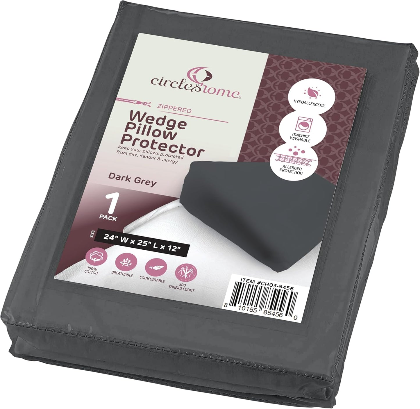 CirclesHome Pillow Protectors 4 Pack Standard Zippered - 100% Cotton Breathable Pillowcases - Protects Pillows from Dirt, Dust and Debri (Standard - Set of 4 - 20x26)