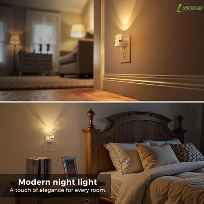 L LOHAS LED Night Light, Dimmable Night Lights Plug into Wall, Automatic Night Lights Plug in with Auto Light Sensor,Adjustable Brightness Amber LED Night Light, for Bedroom Hallway Home Decor