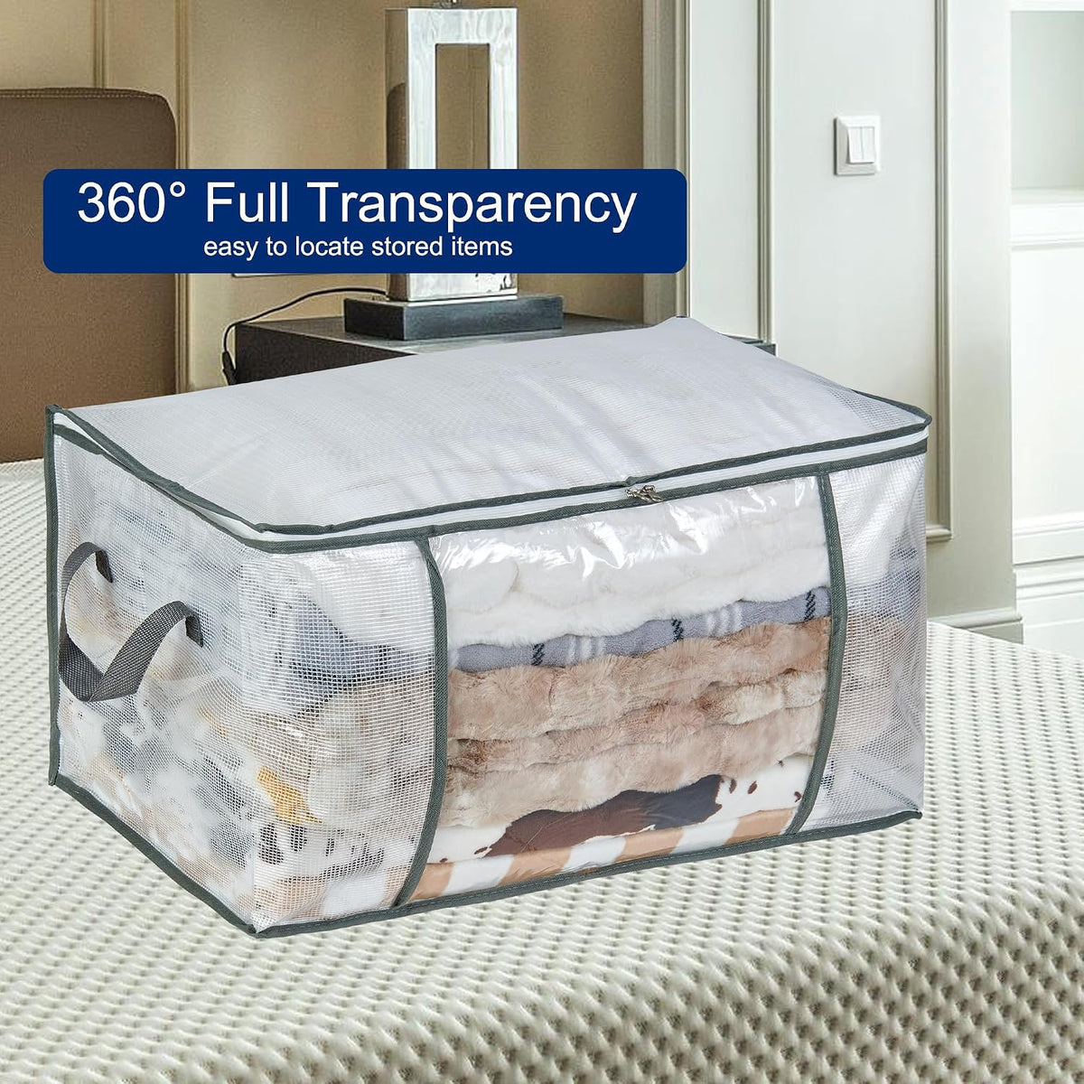 80L Clear Large Storage Bag for Clothes Comforters Blankets Pillows Bedding