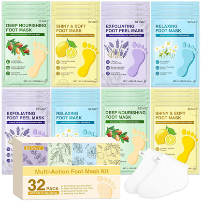 8 Pack Moisturizing Foot Mask,Hydrating Foot Masks for Dry Cracked Feet,Soothing Dry Skin Moisturizer Socks for Baby Soft Feet,Teacher Appreciation Gifts,Foot Care Spa Gifts for Women Men(4 Styles)