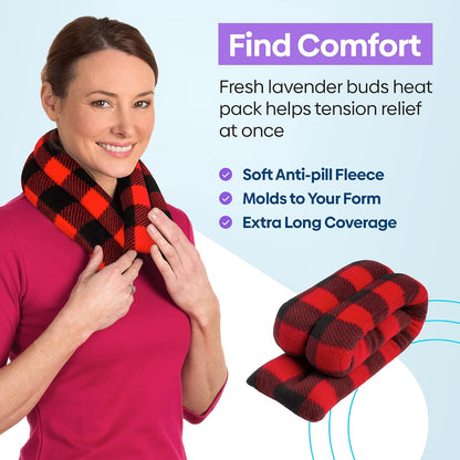 SunnyBay Microwavable Heating Pad for Neck and Shoulder, Heated Neck Wrap, Microwave Heat Pad, Weighted Beanbag Moist Hot or Cold Compress, 2.2 lbs, 26x4 Inches, Navy Blue